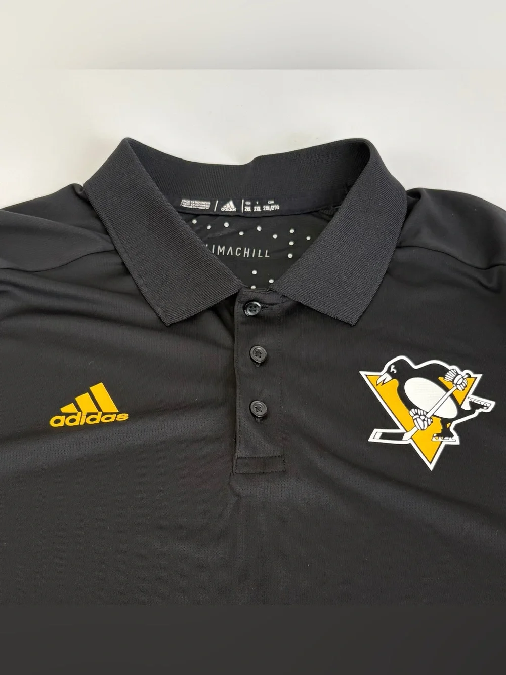 Adidas Pittsburgh Penguins NHL ClimaChill Polo Shirt Men 2XL Black Gold